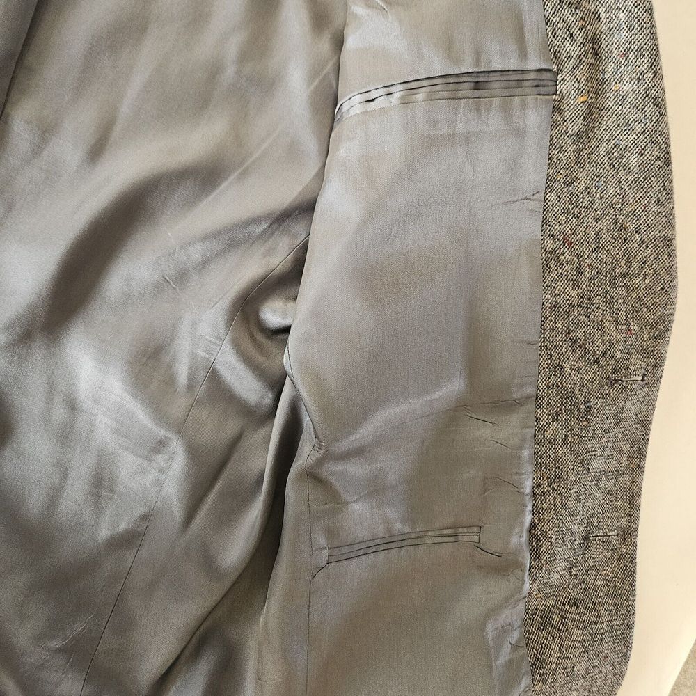 Stewart County 44L Tall Tweed Classic Wool Sport Coat Elbow Patch Throat Latch - Picture 7 of 16